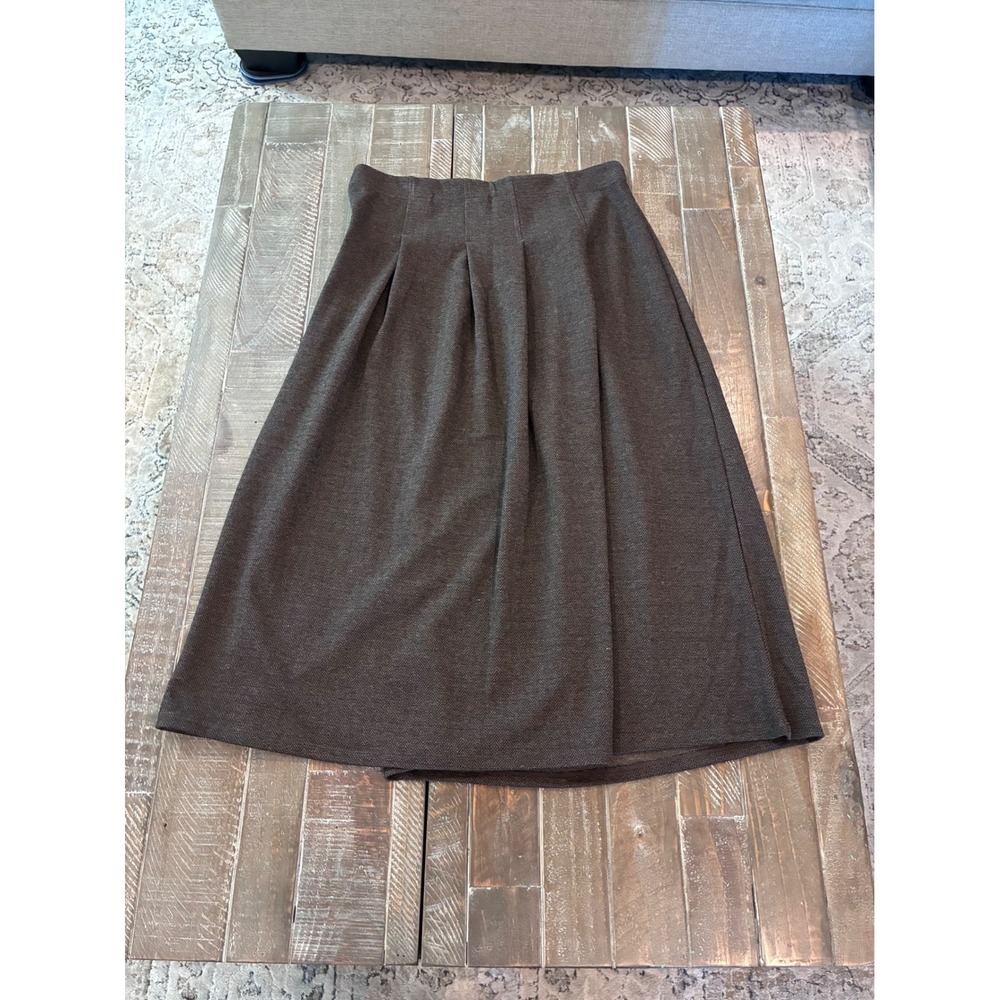 Max Studio London Brown Herringbone Pleated Midi Skirt NWT